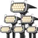WdtPro Solar Spot Lights Outdoor Waterproof, Bright Solar Lights Outdoor with 16 Extra-Large LEDs, 3 Modes Landscape Spotlights, 2-in-1 Solar Powered Light for Yard Flag Garden, 6 Pack, Warm White