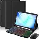 Harvopu for Galaxy Tab A11 Plus/A9 Plus 11" Case with Keyboard-Wireless Mouse Backlit Detachable Keyboard Stain-Resistant Cover with Pen Holder for Galaxy A11+/A9+ 5G Tablet Case 11-inch,Black
