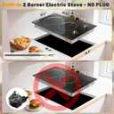 2 Burner Electric Cooktop - 12 Inch 220V Built-in Electric Stove Top 3000W, Ceramic Cook Top Radiant, 9 Power Heating Levels, Overheat Protection, Retro Knob, 220V - 240V Hard Wired (No Plug)