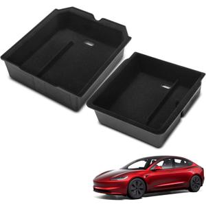 2 x YHTAUTO Center Console Organizer Tray Armrest Drawer Organizer for Tesla Model Y Juniper 2025 2026(Premium & Performance), Tesla Model 3 Highland 2024 2025 2026 Center Console Tray Storage Accessories