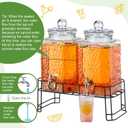 Honeydak 4.6 Gallon Glass Beverage Dispenser with Stand Stainless Steel Spigot Glass Lid Clear Iced Juice Container Leakproof Drink Dispenser Countertop Lemonade Water Jar for Wedding Party (2 Pack)
