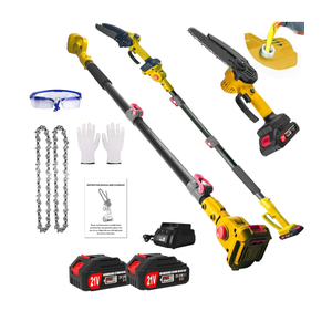 2-in-1 Cordless Pole Saw 6 Inch＆Mini Chainsaw, with 2Pcs 2.0Ah Battery Powered Chain Saw, 14 FT Max Reach Pole Saw, Auto Oiling System Pole Chainsaw for Tree Trimming, Wood Cutting
