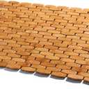 GOBAM Rollable Bamboo Bathroom Floor Mat - Non-Slip Bathtub Mat for Spa, Sauna, Kitchen, Outdoor Shower, RV, Water-Resistant Wooden Shower Mat - Natural, 23.6 x 15.7 inch (Lattice)