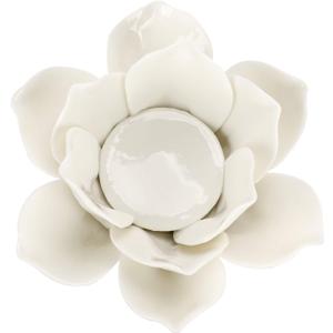OwnMy 4.5 Inch Ceramic Lotus Flower Tea light Holder Lotus Petals Candle Holder Candlestick, Votive Flower Tealight Candle Holder Candle Lamps Holder with Gift Box for Home Decor Wedding Party (White)