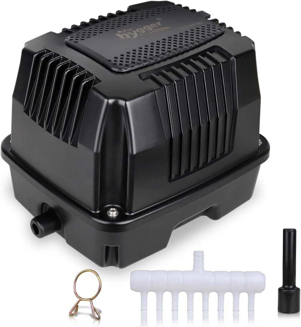 hygger Pond Aerator Pond Air Pump Linear Powerful Quiet Commercial Tank Air Pump for Koi Pond Aeration Waste Treatment Septic Fish Farm Hydroponic Aquariums Seafood Restaurant (800GPH(25Watt))