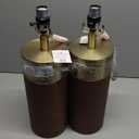 KDG 23.4" Brown PU Leather Table Lamps for Living Room Set of 2, 3 Level Brightness LED Modern Home Decor Fabric Lampshade Desk Lamp Lighitng for Bedroom, Bedside, Farmhouse, Nightstand, Night Light