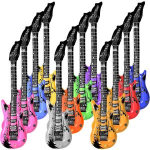 Novelty Place 12Pcs Inflatable Guitar for Kids - 35In Blow Up Electric Guitars Assorted Colors, Waterproof Inflatable Rock Star Guitar Toy for 80s 90s Musical Concert Themed Party Favor, Large