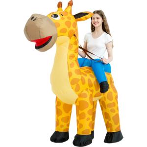 One Casa Inflatable Costume Adult,Blow Up Costumes,Ride On Giraffe Costume,Halloween Costumes for Men Women (Orange)