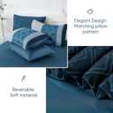Navy Blue King Size Comforter Set,Boho Bedding Striped Bed in a Bag 7 Piece