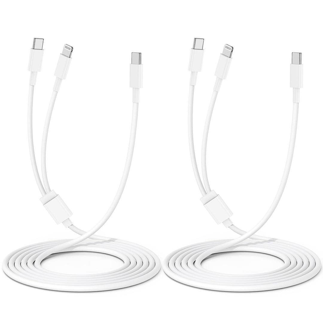 2-Pack 6Ft Charging CableFast Charger to USB C Cable2 in 1 Multi Chargers Cable Cord 6FT for /iPhone17 15 16 Pro Max/14/13/12/11