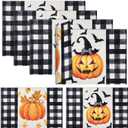 Vesici Buffalo Plaid Thanksgiving Placemats Set of 4, Double Sided 12 x 18 Inch Thanksgiving Placemats Set for Table Decorations Pumpkin Ghost(Pumpkin)