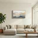 FAEKSUR Framed Abstract Neutral Wall Art for Living Room, Modern Watercolor Wave Landscape Canvas Print, Boho Minimalist Wall Art Home Decor for Bedroom, Dining Room, Office, 16x24 Inch