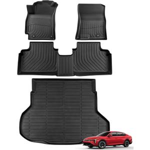 for KIA K4 2025 Floor Mats Cargo Liner LX LXS EX GT-line Turbo All Weather Season Car Interior Soft Rubber Trunk Carpet Waterproof Anti-Slip Tech Automotive Accessories Black(Not Fit for 2024 2023)