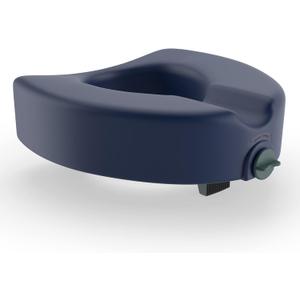 Medline Elevated Locking Toilet Seat, No Arms, 5-Inch Height, Enhanced with Microban Antimicrobial Protection, 350 lb Weight Capacity, Blue - Secure & Comfortable, Easy Installation