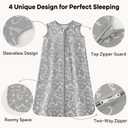 Unnivoll Baby Sleep Sack 12-18 Months 1.0 Tog Baby Wearable Blanket 100% Cotton Sleeping Sack with 2-Way Zipper for Toddler Infant Gray White Dinosaur