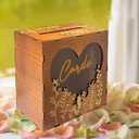 Wooden Heart Wedding Card Box with Acrylic Window - Rustic Card Boxes for Wedding Reception & Bridal Shower, Wooden Money Holder for Honeymoon Fund, Includes 20 Cards & Pen