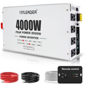 4000W Power Inverter 12V to 110V/120V, Solar Inverter Remote for RV Camping Off-Grid Solar Inverter Systems