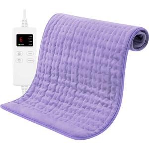 Heating Pad for Back, Large Heating Pads for Body Muscle Pain Cramps Relief, 6 Heat Settings Machine Washable Electric Heating Pad, Birthday Christmas Gifts for Women Mom (12" x 24", Purple)