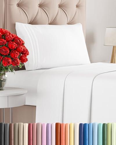 Twin XL Size 3 Piece Sheet Set - Comfy Breathable & Cooling Bed Sheets Set - Hotel Luxury Bedding for Women, Men, Kids, Teens, Boys & Girls - Deep Pockets, Ultra-Soft, Wrinkle Free - Oeko-Tex - White