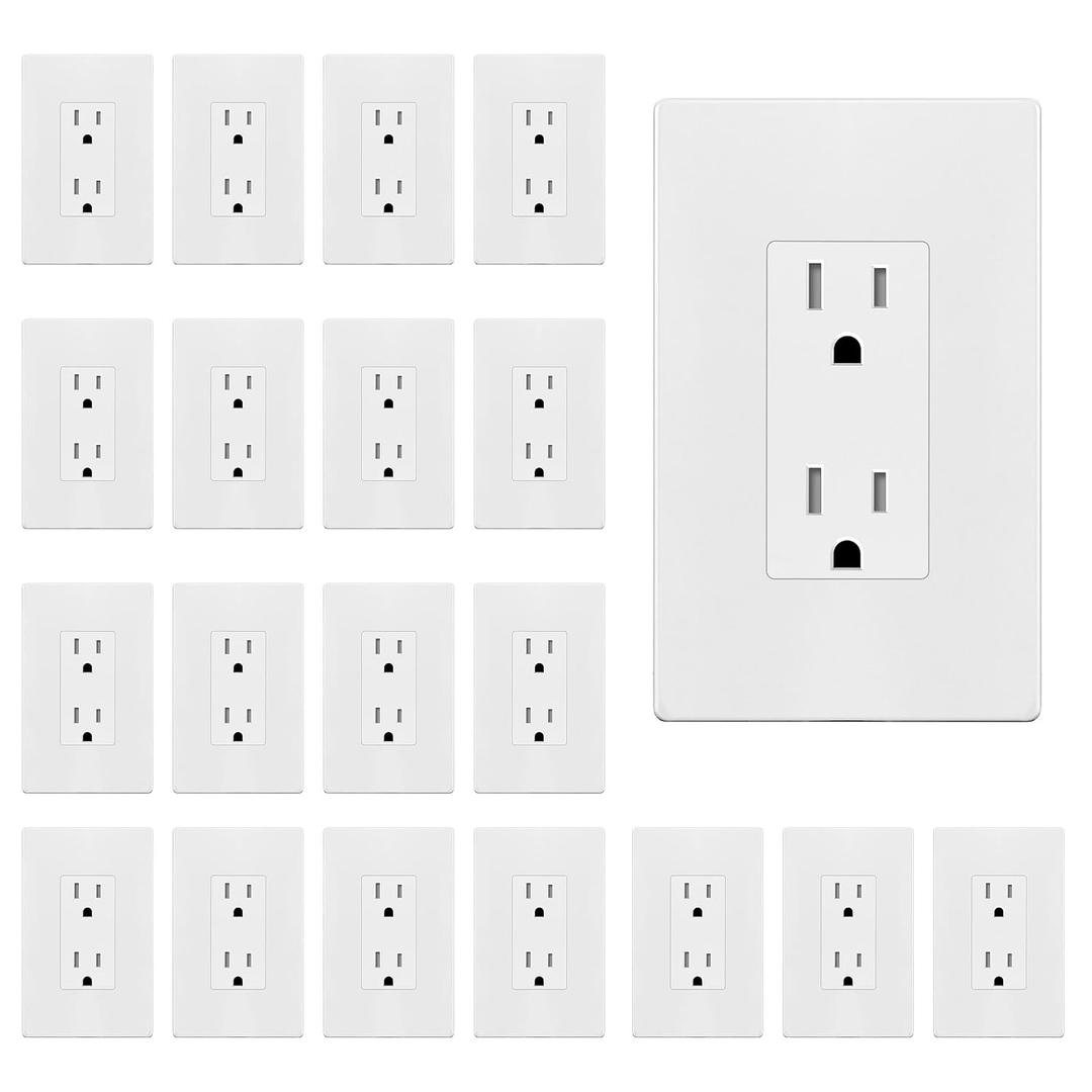 ENERLITES Decorator Outlet 20 Pack, 15A Standard Electrical Wall Receptacle