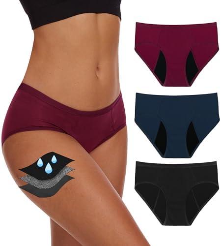 YESWEL Period Underwear For Women, Leak-Proof Hipster, Brief, Heavy Flow, 3 Pack M