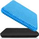 Plus Size Gel Cushion for Long Sitting, Breathable Honeycomb Pressure Relief Pad for Office Chair, Car & Wheelchair (Plus Size - Blue)
