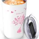 Ideus 20 oz Tumbler, Travel Coffee Mug with Splash Proof Sliding Lid, Double Wall Stainless Steel Vacuum Insulated Coffee Mug for Home and Office, Keep Beverages Hot or Cold, Pink Ribbon
