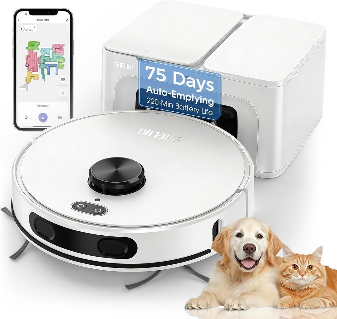 Robot Vacuum and Mop Combo, Mapping Robotic Vacuums Cleaner with 75 Days Self-Emptying, LiDAR Navigation Smart & Strong Suction, WiFi/App/Alexa/Voice Control, Quiet for Home Pet Hair Hard Floor Carpet