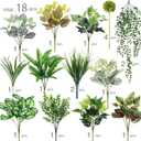 Giegxin 18 Pcs Outdoor Artificial Plants Flowers UV Resistant Fake Bushes Greenery Stems Faux Shrubs for Outdoor Window Box Patio Porch Yard Decor(Plant)