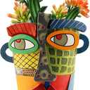 Abstract Face Planters Pots Head,Unique Head Planter for Indoor Plants,Funny Face Flower Pot,Colorful Plant Pots for Outdoor Garden Decor and Home Art Decoration(Modern)