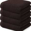 Kitinjoy 100% Cotton Waffle Weave Kitchen Hand Towels (13 X 28 Inches, Dark Brown), 4-Pack Super Soft and Absorbent Dish Towel for Drying Dishes