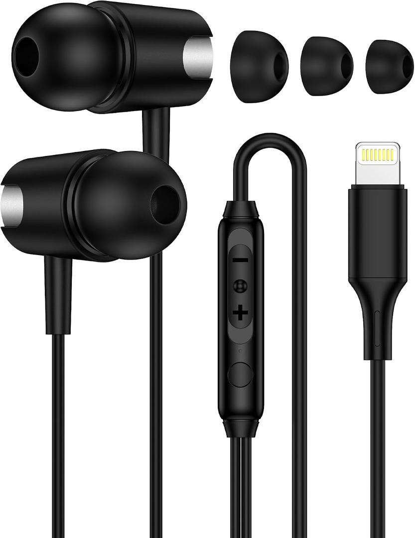 for iPhone Headphones Wired with Lightning Connector for iPhone 14/14 Pro Max/14 Plus/13/13 Pro Max/12/11/SE/XR/XS/X/8 Plus/7/6, in-Ear Apple Lightning Wired Earphones Ear Buds Corded for iPad iPod
