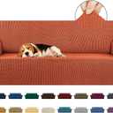 KEKUOU Stretch Sofa Cover Slipcover ，Couch Covers for 3 Cushion Couch Sofa (78"-94") Furniture Protector 3 Seater Sofa with Elastic Bottom for Kids,Dog(Large,Pureed Pumpkin)