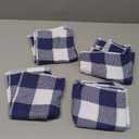 Homaxy 100% Cotton Waffle Weave Check Plaid Kitchen Towels, 13 x 28 Inches, Super Soft and Absorbent Dish Towels for Drying Dishes, 4-Pack, White & Navy Blue