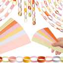 Lincia 600 Sheet Paper Chain Garland Strips 1x8 Inch with Double Sided Tape, DIY Construction Paper Chains for Birthday Wedding Holiday Party Decorations, Crafts Supplies (Groovy)