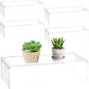 Shellwei 4 Pcs Acrylic Display Risers Rectangular Clear Cupcake Stand Holder Large Shelf Risers for Figures, Dessert Shelves for Party, Stands for Decoration and Organize (12'' X 5'' X 3.3'')