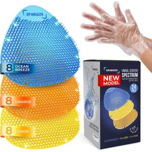 Urinal Screen Deodorizer (24 Pack) Urinal Cakes Fresh 3d Wave Anti-Splash Odor protection for Toilets in Bathroom Office Stadiums Schools with Free Gloves - 8 pcs Blue 8 pcs Yellow 8 pcs Orange