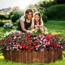 LINSHRY Wood Garden Fence, 8in (H) x 8ft (L) Wood Garden Edging Decorative Landscape Edging Border, Outdoor Fence for Yard Tree Flower Bed Edging Borders(Brown)
