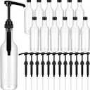 Maxdot 12 Pcs 25 oz Syrup Bottles with Pump Long Neck Bottles Plastic Syrup Pump Dispenser for Coffee Bar Accessories Home Party (Black)