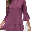 CiCiBird Women's 3/4 Ruffle Sleeve Babydoll Top Loose Peplum Crewneck Tunic 2025 Fashion Casual Shirt, Size XL