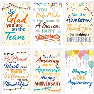 Fancy Land Work Anniversary Card Employee Appreciation Greeting Cards Congrats Business Cards for Office Coworker Supplies Colorful Style 30Pcs