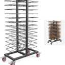 26-Tier Cabinet Door Drying Rack, Heavy Duty Paint Drying Rack with 4 Locking Casters, 25 lbs Capacity Per Tier, Vertical Storage Rack for Paint Shops, Woodworking and Art Studio, Black