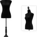 Mannequin Body Dress Form Torso 49.6-63.4 Inch Height Adjustable Female Model Wooden Tripod Stand High Density Foam Portable Display Showcase (Black)