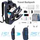 Backpack for Men Slim & Expandable Travel Laptop Backpack with USB Charging Port Water Resistant Anti-Theft Business Backpack Fits 17.3In Laptop for Commute Work College with Small Bag (Navy Blue)