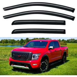 Window Visors Rain Guards for 2016-2024 Nissan Titan & 2017-2024 Nissan Titan XD Crew Cab, Out-Channel Window Vent Wind Deflectors Visors Shades