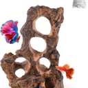 Aquarium Driftwood Fish Cave for Betta Fish Shrimp Hideout,10-12" Natural Porous Driftwood for Aquascaping with Low Tannins,Reptiles Shelter Fish Tank Decoration with Protein Cotton(No need to boil)
