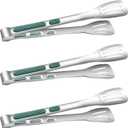 Stainless Steel Kitchen Tong Set - Anti-Slip Heat-Resistant Grip, Widened 3-Line Slotted Heads for Easy Clamping (Steaks, BBQ, Pasta, Salads), Easy Clean for Versatile Use Set of 3-11", Green, Pack Of 3