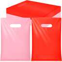 Kolldenn 100 Pieces Valentine's Day Gift Bags Bulk Red and Pink Plastic Gift Bags with Handle Goodie Candy Bags Holiday Treat Bags for Valentine's Day Party Favor Supplies(7.9 x 11.8 Inch)
