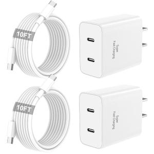 iPhone 17 16 15 Charger Fast Charging, 45W Dual USB C Phone Charger Block with 10FT Long Type C Cable Cord for Apple iPhone 17/Pro/Pro Max/17 Air/16 Pro/16 Pro Max/15 Plus/15 Pro/iPad/S26 Ultra/S25