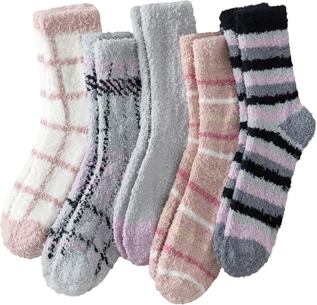 Fuzzy Socks for Women, Super Soft Warm Cozy Socks for Womens Winter, Warm Comfortable Fabric 5 Pairs (Multicolor)